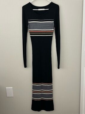 Abercrombie & Fitch Ribbed Striped Maxi Sweater Dress Womens M Bodycon 90s Y2K